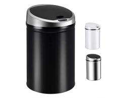 Ribelli Edelstahl Mülleimer - Abfalleimer mit Sensor - automatisches Öffnen und Schließen - Klemmring für Müllbeutel - Abnehmbarer Deckel - mit LED-Funktionsanzeige (schwarz, 50 Liter)