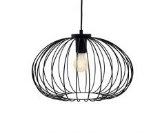 Briloner Leuchten Pendelleuchte, Pendellampe 1-flammig, Hängelampe retro/vintage, Black Steel, 1x E27, max. 60 Watt, Schwarz, 400x400x1200mm (LxBxH)