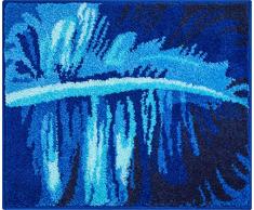 Grund Badteppich, 100% Polyacryl, superweich, Rubinrot, blau, 50 x 60 cm