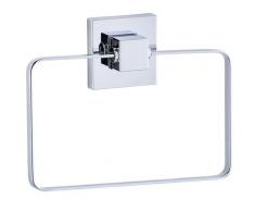 WENKO 22689100 Vacuum-Loc Handtuchring Quadro, Handtuchhalter, Handtuchstange, Edelstahl rostfrei, 18.5 x 14 x 3.5 cm, Glänzend