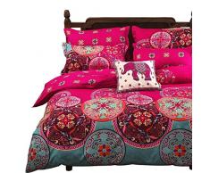 Vaulia Bettwäsche-Set aus leichtem Mikrofaser, Bohemia Exotisches Muster, Hellrosa – Voll/Queen-Size-Größe