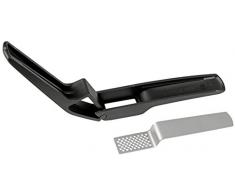 FACKELMANN Knoblauchpresse, Testsieger Presse mit ergonomischen Griffen und herausnehmbaren Sieb, hochwertiger Knoblauchschneider (Farbe: Schwarz/Silber), Menge: 1 Stück