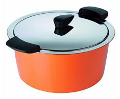 KUHN RIKON 30701 Thermokochgeschirr HOTPAN Kochtopf mit Deckel, orange, 2 Liter, 18 cm, dampfgaren, warmhalten, induktionsgeeignet, spülmaschinengeeignet, Edelstahl