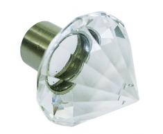 GARDINIA Endknöpfe für Gardinenstangen, 2 x Endstück Edition Facette, Serie Chicago, Metall, Edelstahl-Optik, Durchmesser 20 mm