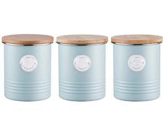 Typhoon Living Vorratsdosen für Tee, Kaffee und Zucker, mit Bambusdeckel, Blau, 3 Stück
