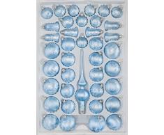 39 TLG. Glas-Weihnachtskugeln Set in Ice Blau Silber Regen- Christbaumkugeln - Weihnachtsschmuck-Christbaumschmuck