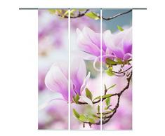 Home Fashion 88734-123 Schiebevorhang Digitaldruck Magnolia, 3-er Set, 245 x 60 cm, Dekostoff, rose