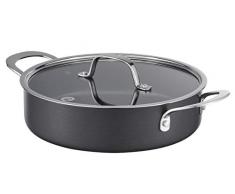 MasterChef MC 700169 Stielkasserolle, harteloxiert, antihaftbeschichtet, PFOA-frei, induktionsgeeignet, mit Glasdeckel, 24 cm, 2,8 l, Eloxiertes Aluminium, Schwarz
