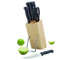 Kitchen Craft Messerset und Messerblock, Mischung aus Mehreren Materialien, Schwarz/braun, 22 x 16 x 8 cm