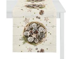 APELT 4695 40X135 80 Tischläufer, Baumwolle, Weiß/Braun