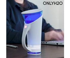 Appetitissime intelligente Smart Cup ONLY H2O Karaffe, weiß und blau, 9.5 x 10 x 21 cm