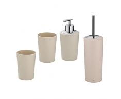 Kela Badset Marta, 4-tlg., 1 Seifenspender/ 2 Becher/ 1 WC-Garnitur, Kunststoff, 390213, Creme