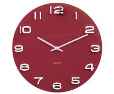 Karlsson Vintage Uhr, Wanduhr, Glas, Burgunderrot, One Size