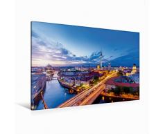 Premium Textil-Leinwand 120 cm x 80 cm quer Berlin City Skyline ? Panoramablick von der Fischerinsel Ã¼ber die pulsierende Hauptstadt. | Wandbild, Bild auf Keilrahmen, Fertigbild auf echter Leinwand, Leinwanddruck