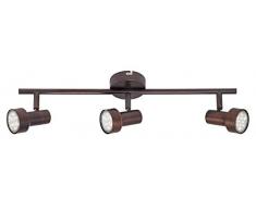 Briloner Leuchten LED Deckenleuchte, Deckenlampe mit 3 dreh-und schwenkbaren Spots, Fassung: GU10, inkl. 3x3W, Metall, Maße: 48x12 cm, Farbe: Kupfer-Antik