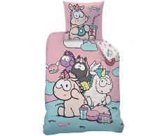 NICI Theodor & Friends 045292 Bettwäsche-Set, Baumwolle, mehrfarbig, 135 x 200 cm