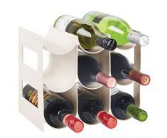 mDesign praktisches Wein- und Flaschenregal – Weinregal Kunststoff für bis zu 9 Flaschen – freistehendes Regal für Weinflaschen oder andere Getränke – cremefarben