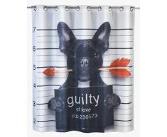 Wenko 22479100 Anti-Schimmel Duschvorhang Guilty Dog Flex, Anti-Bakteriell, wasserabweisend, waschbar, schimmelresistent mit integrierter Hängeeinrichtung, 100% Polyester, 180 x 200 cm, mehrfarbig