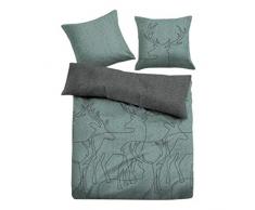 TOM TAILOR 0849933 Melange-Flanell Bettwäsche Garnitur mit Kopfkissenbezug (Baumwolle) 1x 135x200 cm + 1x 80x80 cm, minz
