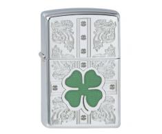 Zippo 250 Dazzling Clovers Feuerzeug, Messing, High Polish Chrome, One Size