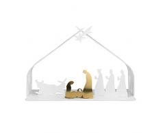 Alessi Bark Crib BM09 W - Design Weihnachtskrippe Reproduktion mit goldenen Details, Edelstahl, Weiß