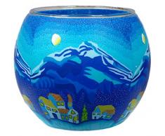 Himmlische Düfte Geschenkartikel GmbH Mountains Winternight Windlicht, Glas, bunt, 11x11x9 cm