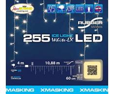 LuminalPark Stalattite 10,8 x 0,6 m, 255 warmweiße LEDs, Kabel weiß, mit Memory Controller, Lichtervorhang, Weihnachtsbeleuchtung