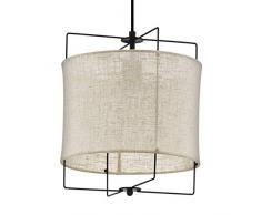 EGLO Pendelleuchte Bridekirk, 1 flammige Hängelampe Vintage, Natur, Boho, Hygge, Hängeleuchte Stahl in schwarz und Textil in Naturfarben, Esstischlampe, Wohnzimmerlampe hängend mit E27 Fassung, Ø 30cm
