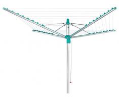 Leifheit Wäscheschirm Linomatic 400 Easy, Leineneinzug für saubere Wäsche, Wäschespinne mit Easy-Lift-System, inkl. Bodenhülse, Wäscheständer mit 40 m Wäscheleine für 4 Wäscheladungen, made in germany