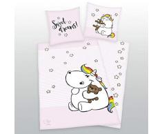 Pummeleinhorn Bettwäsche mit Wendemotiv (Linon) - Sweet Dreams (rosa mit Sternen)