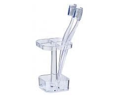 WENKO Candy Zahnbürstenhalter-/ Zahnbürstenhalterung (Make-Up Aufbewahrung) 7.5 x 11 x 7.5 cm, Transparent