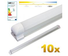 LEDVero 10x SMD LED Röhre 90 cm inklusive Fassung in kaltweiss - Leuchtstoffröhre T8 G13 Tube milchige Abdeckung - Lichtleiste mit 14 W, 1400lm- montagefertig