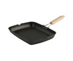 Home ILAG Grillpfanne mit Griff, antihaftbeschichtet, 36 x 26 cm, Holz, Schwarz
