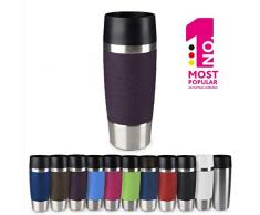 Emsa 513359 Travel Mug Thermo-/Isolierbecher, Fassungsvermögen: 360 ml, hält 4h heiß/ 8h kalt, 100% dicht, auslaufsicher, Easy Quick-Press-Verschluss, 360°-Trinköffnung, brombeer