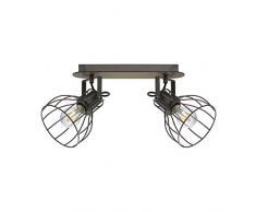 EGLO Sambatello Deckenlampe, 2 flammige Vintage Deckenleuchte im Retro Look, Deckenspot aus Stahl, Fassung: E27, braun