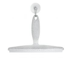 iDesign Duschkabinenabzieher, großer Fensterabzieher aus Kunststoff, Silikon Abzieher mit Saugnapf zum Aufhängen, durchsichtig