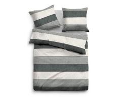TOM TAILOR 0849790 Melange-Flanell Bettwäsche Garnitur mit Kopfkissenbezug (Baumwolle (60% recycelt)) 1x 155x220 cm + 1x 80x80 cm, schwarz