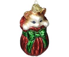 Old World Weihnachtsschmuck: Kirchen-Kollektion Glasornamente mundgeblasen für Weihnachtsbaum Katze rauslassen 3.500 rot