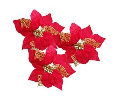 12 Stück glitzer Künstliche Hochzeit Weihnachten Blumen Glitzer Weihnachtsstern Weihnachtsbaum Ornaments, rot, 22cm/8.6inch