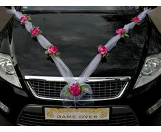 Organza M Auto Schmuck Braut Paar Rose Deko Dekoration Hochzeit Car Auto Wedding Deko (Violett/WeiÃ)