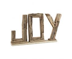 Relaxdays Deko Schriftzug Joy, handgemachter Aufsteller aus Treibholz, freistehendes 3D Dekoschild mit Spruch, natur