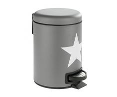 WENKO Kosmetik Treteimer Stella - Kosmetikeimer, Mülleimer mit Tretmechanismus Fassungsvermögen: 3 l, Stahl, 17 x 25 x 22,5 cm, grau