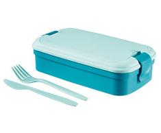 CURVER Lunchbox Lunch & Go inklusiv Besteck 23,5x13,5x6,3cm in blau, Plastik, 23.5 x 13.5 x 6.3 cm