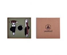 LAGUIOLE - Sommelier Box - Set mit 3 Zubehörteilen: Eleganter Stopper Stopper Holz und Metall, Sommelier 3 Funktionen Holz und Metall - Tropfschutz-Metallkragen - Box Geschenkbox - -