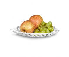 Relaxdays Obstschale aus Gusseisen GröÃe L ca. 3,5 x 15 x 26 cm HBT Dekoschale im Blatt-Design als Servierplatte für Obst und Gemüse Schale für Dekoartikel Metallschale für Gebäck und Pralinen, weiÃ