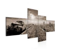 Bilder Auto Route 66 Wandbild 200 x 100 cm Vlies - Leinwand Bild XXL Format Wandbilder Wohnzimmer Wohnung Deko Kunstdrucke Braun 4 Teilig - MADE IN GERMANY - Fertig zum Aufhängen 600341b