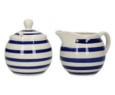 London Pottery JY18LT47 Milchkännchen und Zuckerdose aus Steingut, gestreift