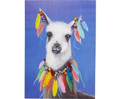 Kare Design Bild Touched Lama Pom Pom, XXL Leinwandbild auf Keilrahmen, Wanddekoration mit Lama, bunt (H/B/T) 100x70x4cm