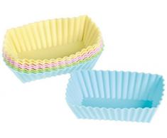 HABI Cake Design Packung 8 Silikonförmchen, Rechteckig, 8 x 4 cm, Pastell