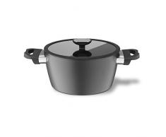 Berndes 021245 Balance Induction Aluminium Kochtopf antihaft mit Glasdeckel 24 cm, 5,5 l